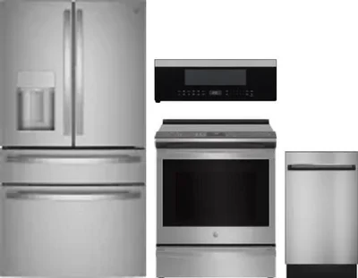 4 Piece Package Includes Refrigerator, Range, Microwave And Dishwasher